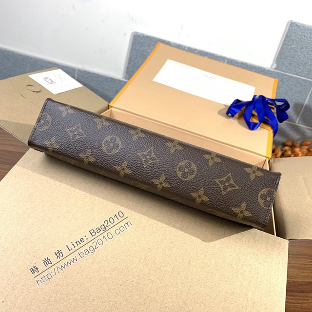 LV專櫃2023新款升級版男士手包 M47542老花 路易威登Monogram帆布盥洗袋 dn1026